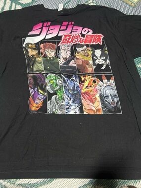 Black JoJo's Bizarre Adventure Graphic Tee - Anime Panel Design